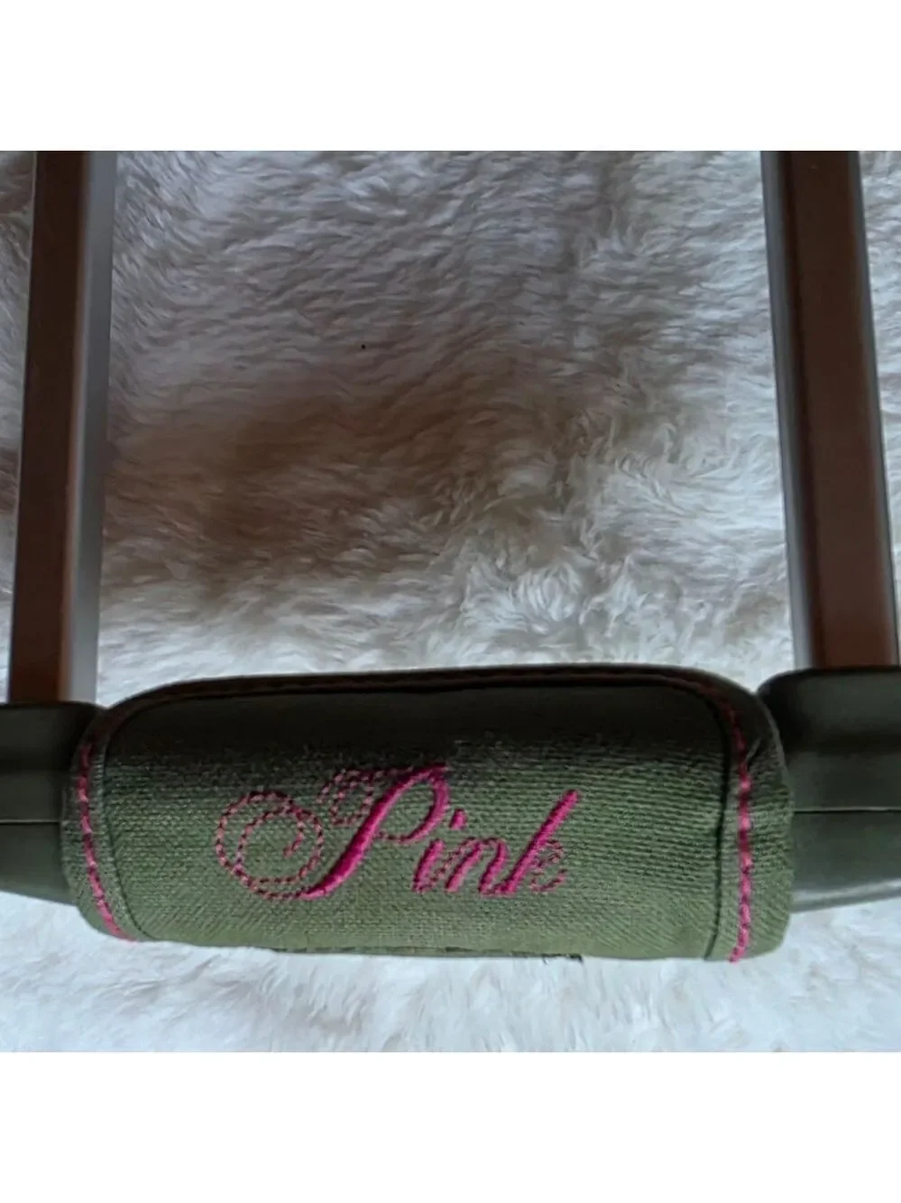 PINK Olive Green and Pink Graphic Weekend Duffel *Rare* - Picture 7 of 13